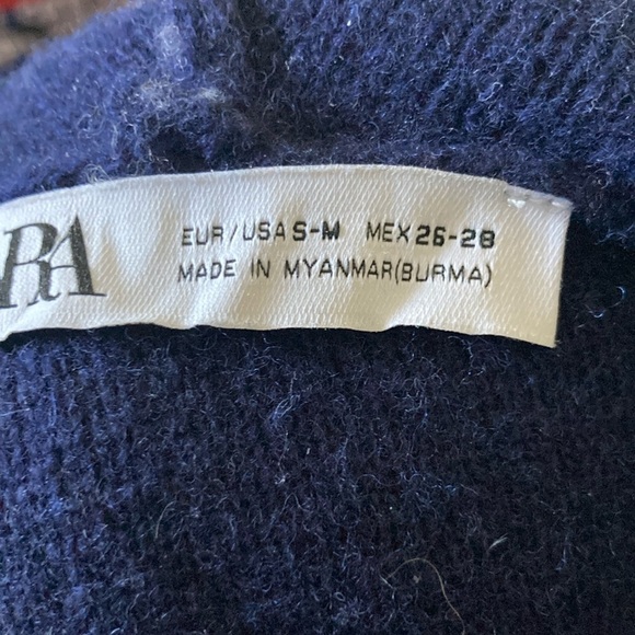 Zara Navy Blue Women's wool hooded Sweater medium - Picture 7 of 9